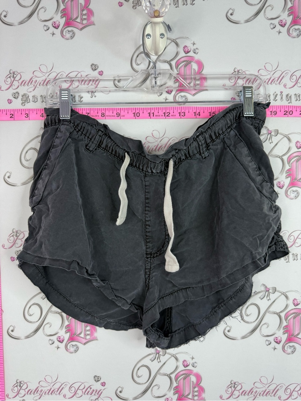 Harlow shorts Washed Black Athletic Drawstring Shorts
